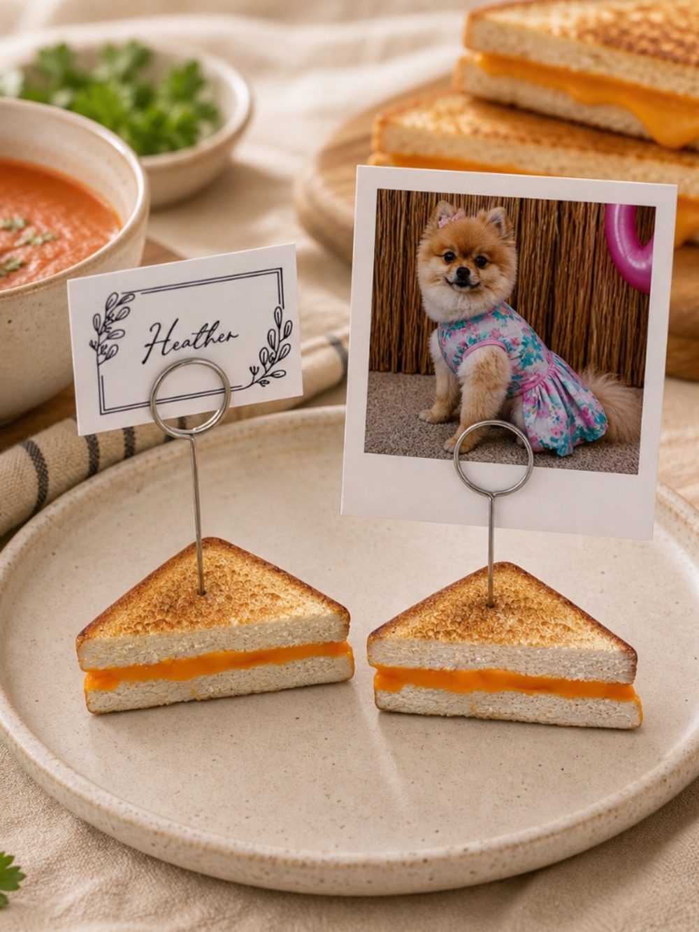 Grilled Cheese Sandwich Place Card Holder, Food Label or Photo Holder | Handmade